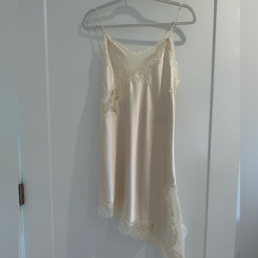Zara asymmetric lace slip dress